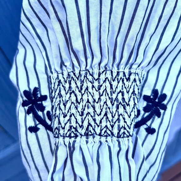 Madewell Embroidered Breeze Dress‎ Navy Small Stripe Pullover Cotton $128 EUC - Picture 7 of 10